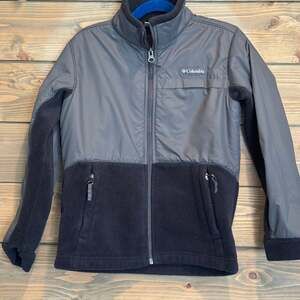 Columbia Youth Boys Gray & Black Full Zip Fleece Jacket Size S (8)